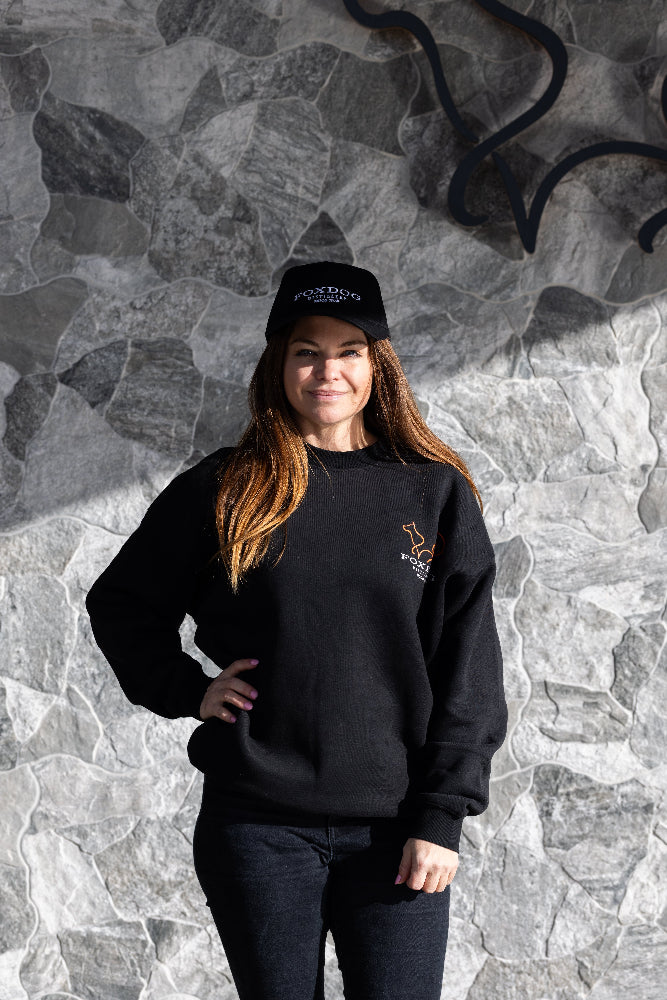 Foxdog fleecy crew - black