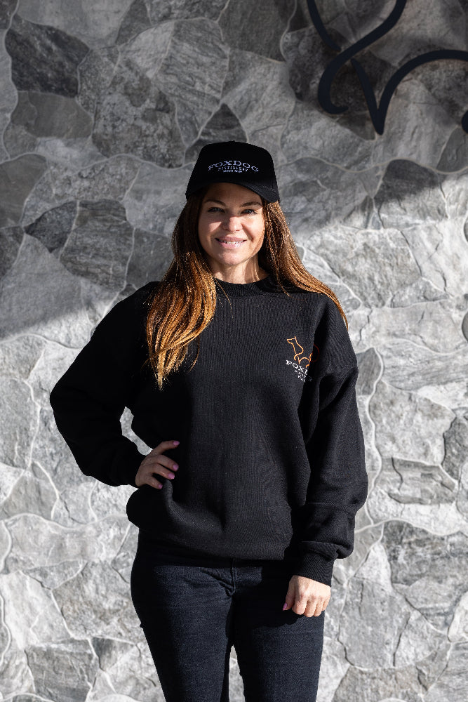 Foxdog fleecy crew - black